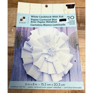 White Cardstock With Foil 6" X 8" 20 Sheets Laminated Paper For Crafts & DIY Pro
